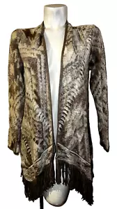 Nuevo Suéter LUCKY BRAND Talla S Acogedor Vellón Abierto Cepillado Flecos Suroeste Cárdigan - Imagen 1 de 7