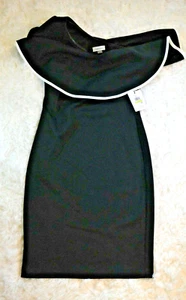 Calvin Klein One-Shoulder Dress Women's Size 4 Black & White Classy Dress *NwT* - Picture 1 of 7