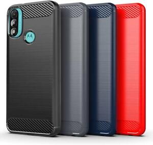 For Motorola Moto E20 Case Slim Silicone Carbon Fibre Shockproof Gel Phone Cover