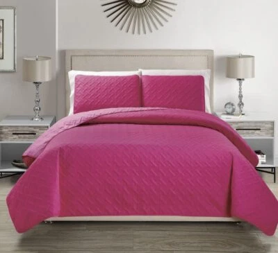 Juego de colcha/colcha/cubierta reversible de microfibra en relieve + funda de almohada/cSham Foto 1 de 4