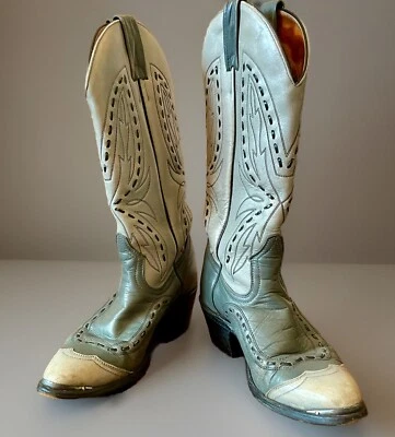 Bota de Vaquero BOULET Mujer US6/EU36 Punto Látigo Paloma Cuero Gris CANADÁ De Colección Foto 1 de 4