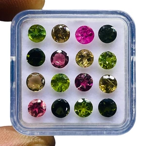 16 Pcs Natural Tourmaline 4.4mm Round Cut Multi Color Loose Gemstones 5.85 Cts - Picture 1 of 8
