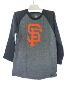 Majestic Youth San Francisco Giants 3/4-Sleeve Raglan Tri Blend Shirt-Gray,Large - Picture 1 of 9