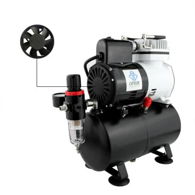 OPHIR 220V Air Compressor with Tank Fan for Airbrush Kit
