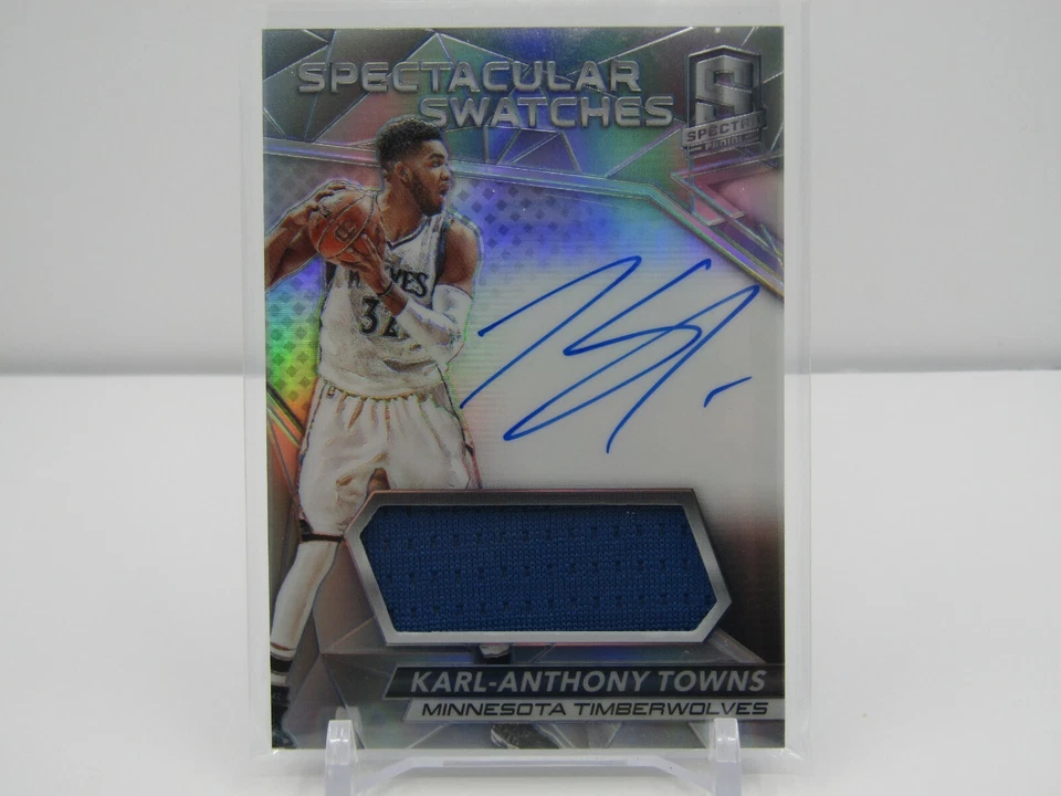 KARL ANTHONY TOWNS 2016-17 SPECTRA PRIZM PATCH AUTOGRAPH 12/49- TIMBERWOLVES - Image 1 of 2