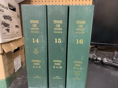 Tennessee Code Annotated, index assistance, A-Z, (3) Volumes 14-16, 2023 - Image 1 of 4