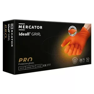Mercator Nitrile Gloves Grip Heavy Duty Green Orange Black Blue Grip Long Cuff - Picture 1 of 28