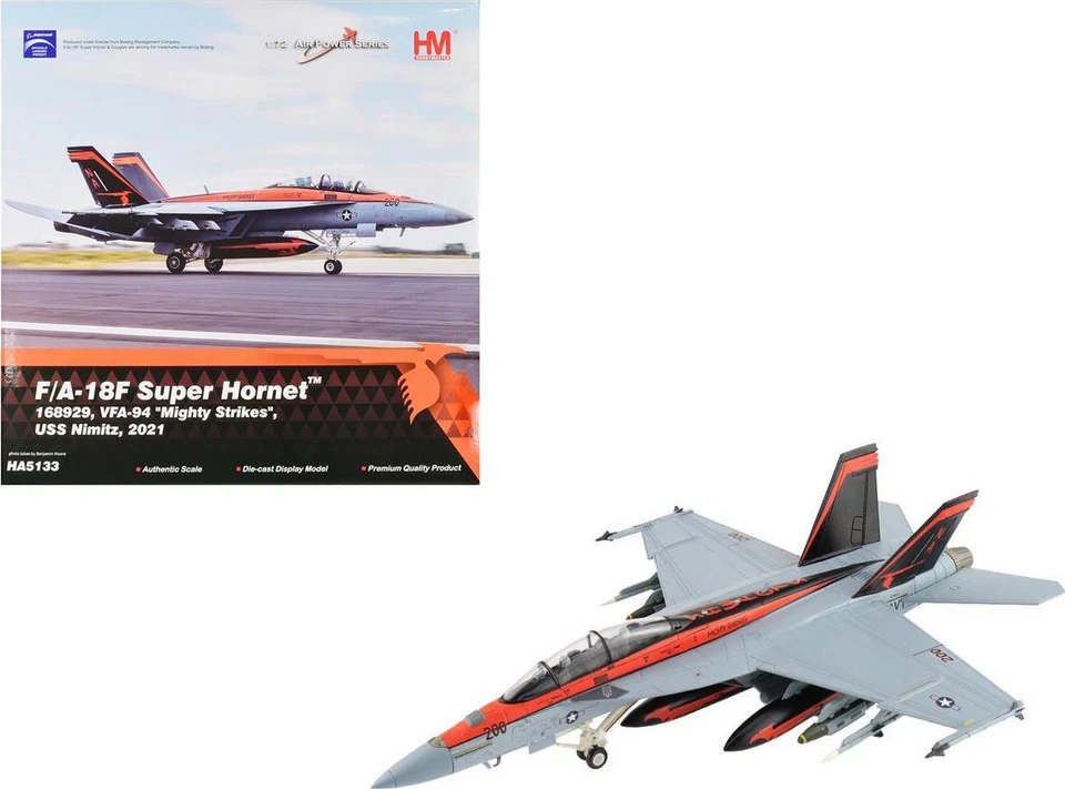 Boeing F/A-18f Super Hornet Aircraft Mighty Strikes 1/72 Hobby Master Ha5133