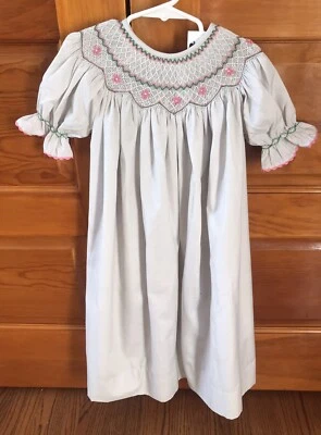 Smocked Dress Girls Size 5 Ginger Hares NWT plz read pink green flowers - Image 1 of 4