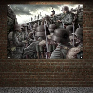 Segunda Guerra Mundial Ejército Imperial en Batalla Bandera Arte Guerra Mundial Militar Póster Pintura de Pared - Imagen 1 de 5