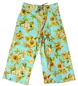 Vintage Psketti Girls Floral Pineapple Print Pants Size 5 Elastic Waist Wide Leg - Picture 1 of 7