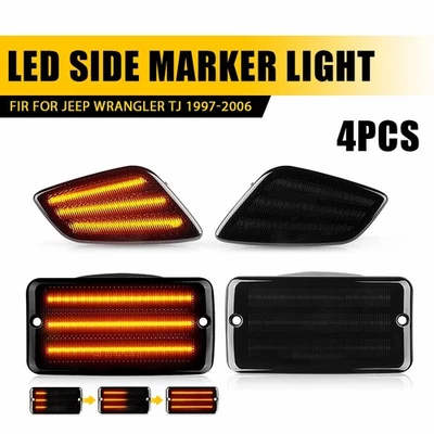 Dynamic Yellow Amber LED Side Markers Light Fit Jeep Wrangler TJ 1997 1998-2006 - Image 1 of 4