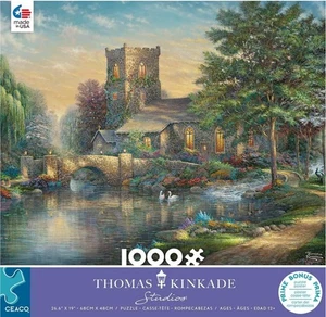 New! Ceaco WILLOW WOOD CHAPEL Thomas Kinkade 1000-Piece Jigsaw Puzzle - Picture 1 of 3