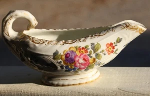 ANTIQUE C1890 Porcelain Sauce Boat “COS LETTUCE LEAF” French MARX EUGENE CLAUSS - Picture 1 of 7