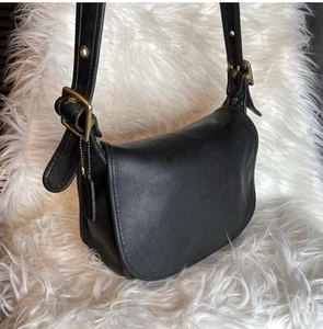 Borsa Coach Patricia's Legacy vintage tracolla sella patta 9951 pelle nera USA - Foto 1 di 12