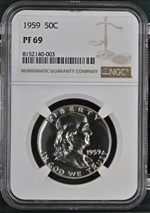 🌟1959 Franklin Half Dollar 50c Proof NGC PF 69 14 In Higher grades (003) - Picture 1 of 3