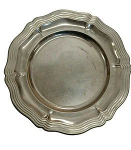 Vintage Jugendstil Servierplatte mit profilierten Rand Deko Teller silber - Bild 1 von 4