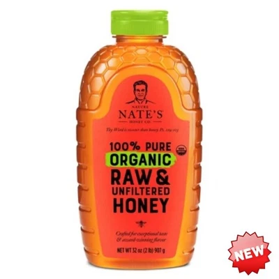 Nature Nate's 100% Pure Raw Unfiltered Organic Honey – 32oz
