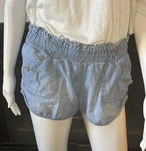 Jolt Blue Chambray Elastic Waist Pocketed Pull On Shorts Sz 11 - Picture 1 of 11