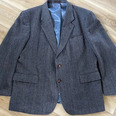 Abrigo Deportivo Vintage Boston Traders Tweed 46R Azul-Gris Lana Clásico Heritage Prep Foto 1 de 4