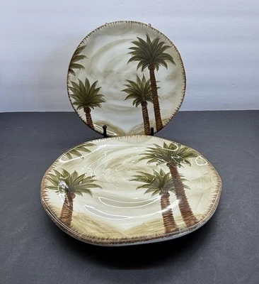Set of 2 - Tabletops Unlimited FIJI 8.75" Salad Plates Palm Trees EXCELLENT - Image 1 of 4