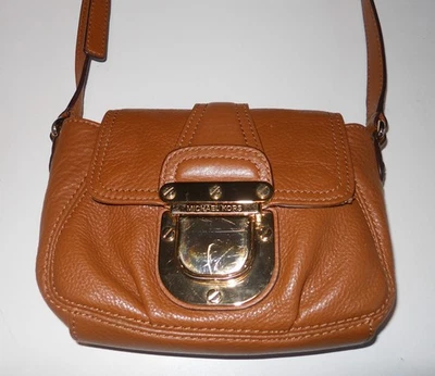 BOLSO BANDOLERA VINTAGE MICHAEL KORS PARA MUJER MARRÓN CUERO GRANULADO LOGOTIPO PUSH LOCK! Foto 1 de 4