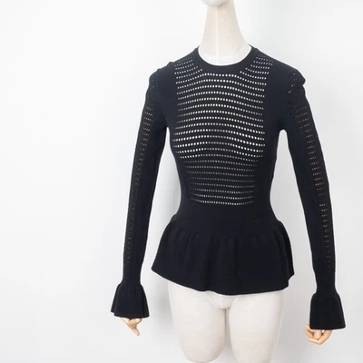 KENZO Women's Open Knit Slim & Flare Bottom & Cuffs Crew Neck Pullover XS - Image 1 of 4