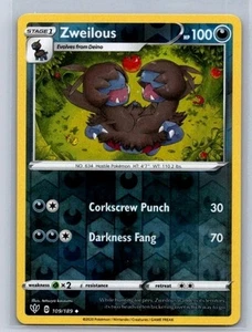 Zweilous #109/189 SWSH03: Darkness Ablaze Reverse Holo Uncommon Pokemon Card - Picture 1 of 2