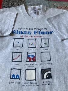 Vintage 90s CN Tower Glass Floor Humor Souvenir Tee - Picture 1 of 8