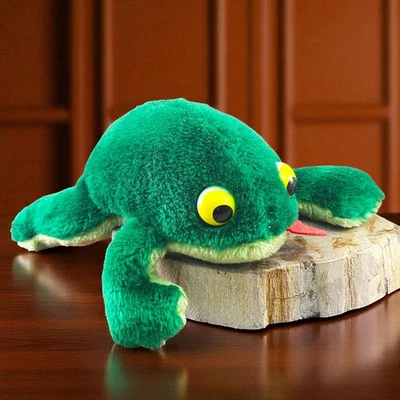 Vintage Fleegle Green Frog Stuffed Plush Tongue Out Yellow Eyes Korea 70s Russ - Image 1 of 4