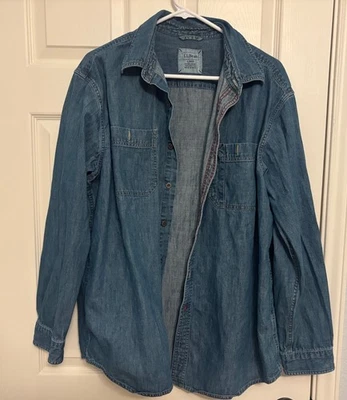 Camisa vaquera vintage LL Bean abotonada para hombre grande azul jean HECHA EN EE. UU. Foto 1 de 4