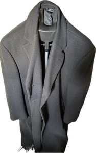 Jos A Bank Men's Overcoat 46R Wool Blend Black 3 Button - Picture 1 of 4