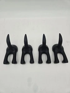 4 IKEA Bastis Black Dog Butt Tail Hook Hat Coat Pet Leash Key Hanger Wall - Picture 1 of 8