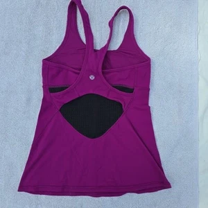 Lululemon Yoga Top Fuchia with Black Mesh size Small - Picture 1 of 6