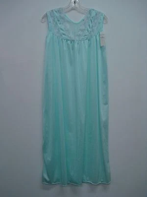 USA Made Nancy King Lingerie Long Gown Size Large Aqua #533Q - Image 1 of 2