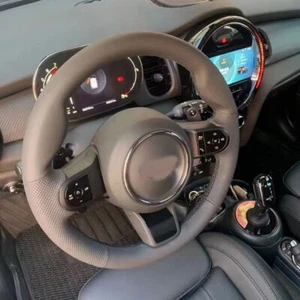 Black&Hole Leather Steering Wheel Hand Sewing Wrap Cover For Mini Clubman 21-23 - Picture 1 of 9