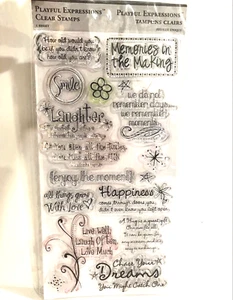 Playful Expressions 16 Acrylic Stamps by TPC Studio ST93454  Stars Flowers Text - Picture 1 of 4