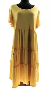 Sara Morgan Womens Yellow Short Sleeve Dress Size Petite Large Chic and Style - Picture 1 of 3