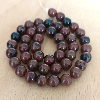 14.5" Strand Brown Obsidian Beads 8-9mm Natural Gemstone Round 45pcs, Mahogany - Image 1 of 4