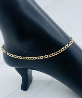 10k Gold Ankle Bracelet 10" Cuban Curb - Tobillera oro - Image 1 of 4