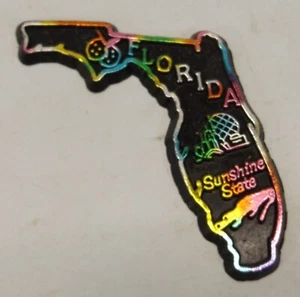 Florida Sunshine State Spell Out Black Multi-Color Colorful Refrigerator Magnet - Picture 1 of 2