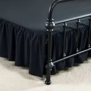 Ruffled Bed Skirt Split Corners with Platform Black Bed Skirts with Split Corner - Picture 1 of 18