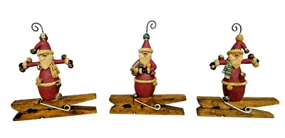 Juego de 3 mini adornos de clip de Santa - Nuevo por Blossom Bucket #50030 Foto 1 de 4
