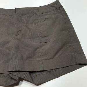 Daisy Fuentes Shorts Womens Size 8 Brown Cuffed Striped Active Stretch Mid Waist - Picture 1 of 12