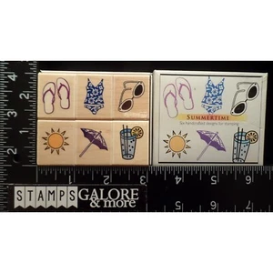 Hero Arts Rubber Stamps LL889 SUMMERTIME BOX SET 6 SUNGLASSES SANDALS SUN #1483 - Picture 1 of 2