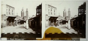 Maroc.Morocco.Fez.Minaret.Une Rue.Vue stereo sur verre 6x13.Glass Stereo view. - Picture 1 of 1