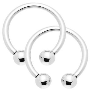 Pair of Horseshoe Circular Barbells Surgical Steel 8 Gauge Piercing Jewelry