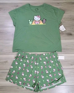 Hello Kitty Pijama Women's 1X Green 2 PC Set Shorts Polyester New - Picture 1 of 8