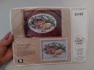 The Creative Circle Vintage Cross Stitch Kit Winter Rabbits Bunny Snow country - Picture 1 of 4