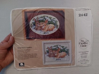 The Creative Circle Vintage Cross Stitch Kit Winter Rabbits Bunny Snow country - Image 1 of 4
